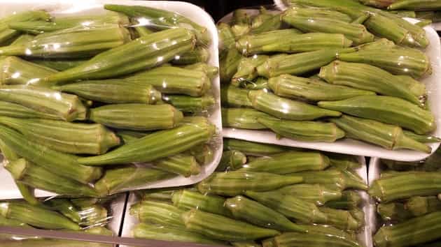 fresh okra from farm